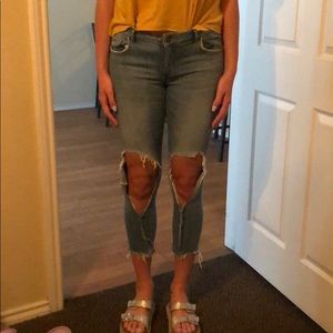 Zara mid rise ripped jeans